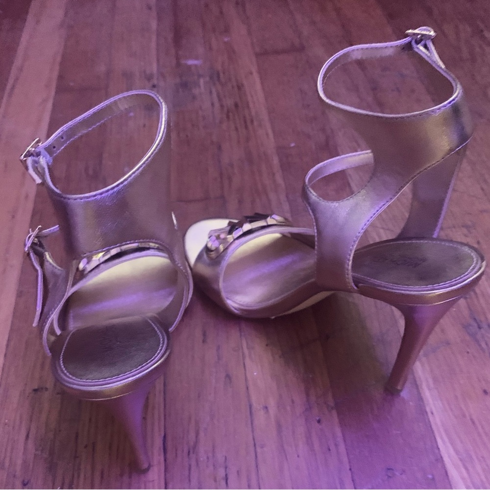 Michael Kors gold ankle strapped high heel